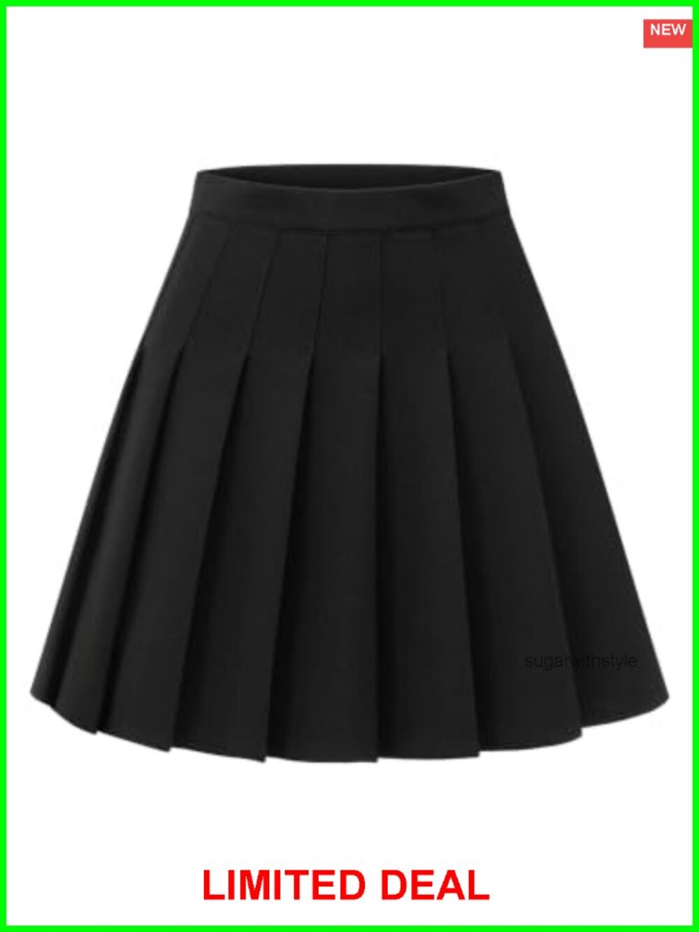 High-Waisted Pleated A-Line Mini Tennis Skater Skirt